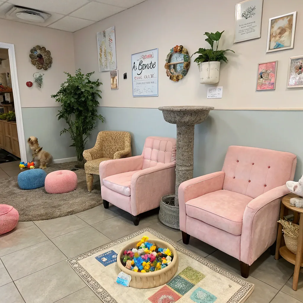 Cozy waiting area for pets at CORVENLIS Pet Salon