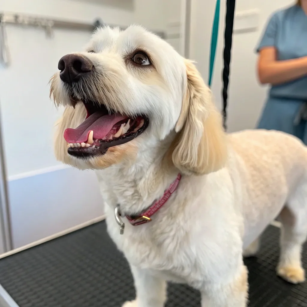 Jessica's pet looking groomed and joyful